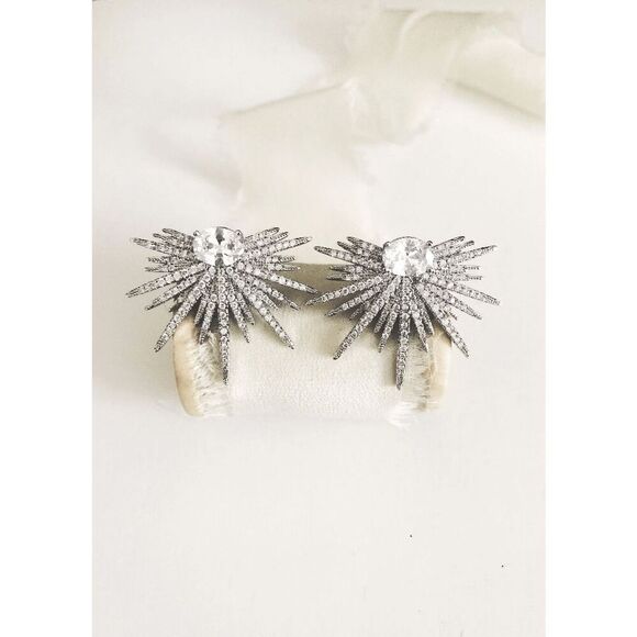 Diamond Starburst Stud Earrings - Picture 6 of 6